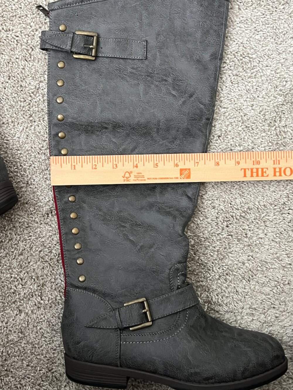 Journee Collection Womens 10 Gray Knee High Riding Boots Studded Moto Wide Calf - Picture 7 of 13